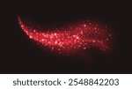 Red magic cloud with sparkles, stardust sparkling decoration. Glowing glitter smoke trail. Christmas vector illustration.