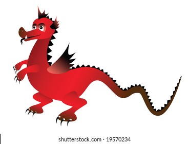 Red magic dragon. Vector illustration