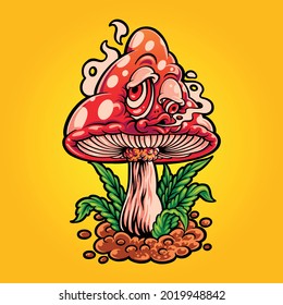 red magic mushroom cartoon illustration