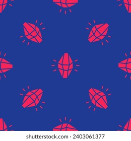 rote Zaubersteinsymbol einzeln auf blauem Hintergrund. Fantasy-Kristall. Schmuckstück für Spiel.  Vektorgrafik