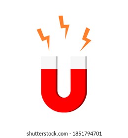red magnet with horseshoe shape isolated on white background. vector illustration