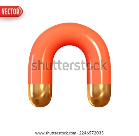 Red magnet. Realistic 3d design In cartoon style. Icon isolated on white background. vector illustration