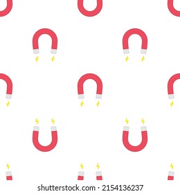 Red magnet seamless background. Magnetism, magnetize or attraction concept. Vector illustration EPS 10. 