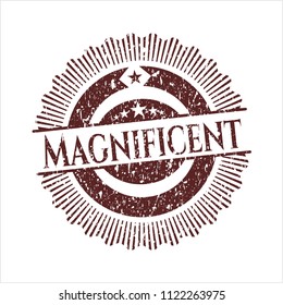 Red Magnificent distress rubber stamp with grunge texture