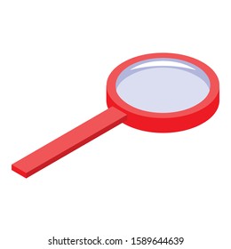 Red magnifier icon. Isometric of red magnifier vector icon for web design isolated on white background