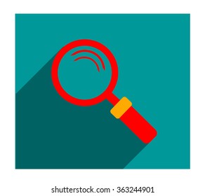 
red magnifier on a blue background 