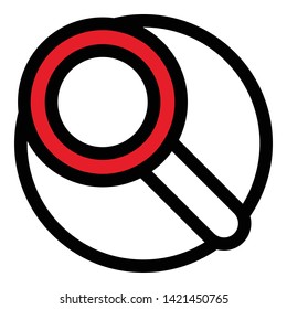 Red magnify glass icon. Outline red magnify glass vector icon for web design isolated on white background