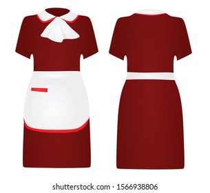 Red maid uniform. vector illustration