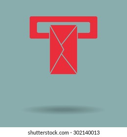 Red Mail box icon. vector 