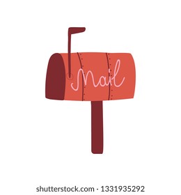 Red Mail Box, Post Office Box Vector Illustration