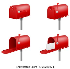 red mail box retro vintage stock vector illustration isolated on white background