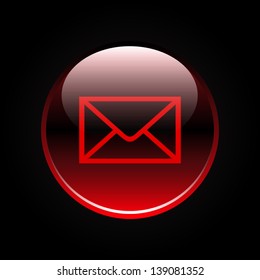 Red mail button sign on black
