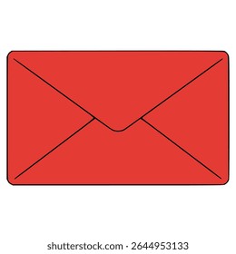 red mail envelope flat color vector illustration template design