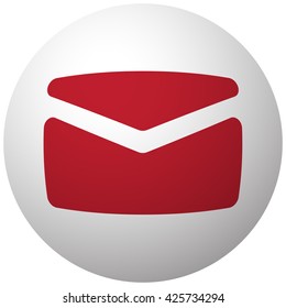 Red Mail icon on white ball