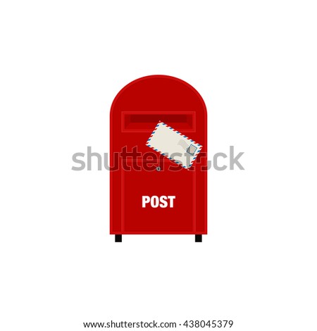 Red mail post box vector illustration isolated on white background
