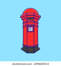 Red Mailbox Cartoon Vector Icon Illustration. Flat Cartoon Concept.
