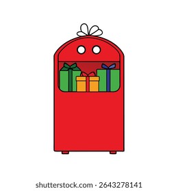 a red mailbox with christmas cards peeking out