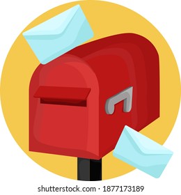 Red mailbox, illustration, vector on white background