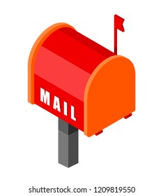 Red mailbox with in isometric style on a white background. Vector illustration
