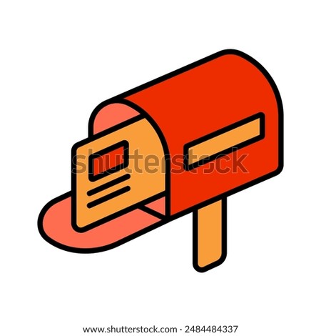 Red mailbox with mail. Mailbox, mail, letter, post, delivery, postal service, communication, correspondence, sending, receiving, package, envelope, mailing, mail icon