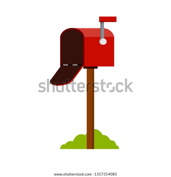 赤い郵便受け 人と人のコミュニケーション 封筒 通信用の場所 郵便局の仕事です メールを送信します 漫画のフラットイラスト のベクター画像素材 ロイヤリティフリー