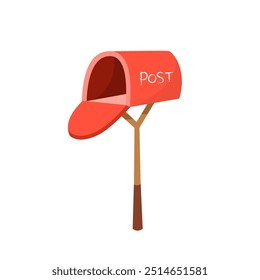 Red mailbox on a white background.