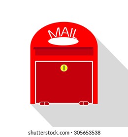red mailbox silhouette, postbox with shadow