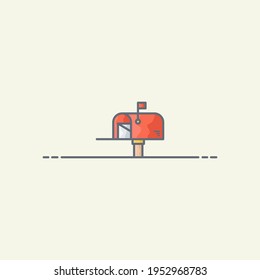 Red mailbox vector icon illustration