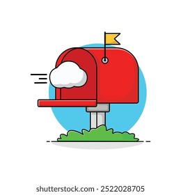 Red Mailbox Vector Illustration. Empty Mailbox Concept Design