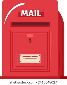 rote Mailbox, Vektorgrafik auf einfachem Hintergrund. Cartoon-Stil Postfach für Postzustellung Konzept.