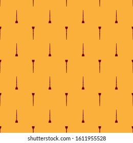 Red Makeup brush icon isolated seamless pattern on brown background.  Vector Illustration
