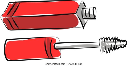 Red makeup, illustration, vector on white background.
