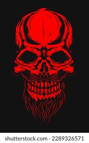 red male bald skull with mustache and beard