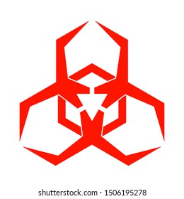 Red Malware Hazard Symbol, Isolated on white background. Flat style. 