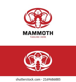 Red Mammoth Elephant Head Logo Design Template. Suitable for Fashion Clothing Apparel Sport Finance Management Business Car Vehicle Brand Company Shop Logo Design.