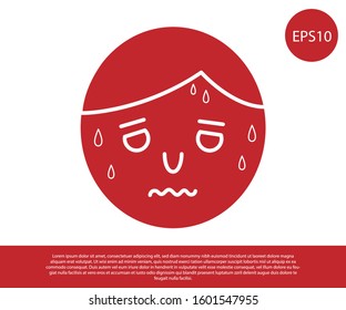 Red Man with excessive sweating icon isolated on white background.  Vector Illustration
