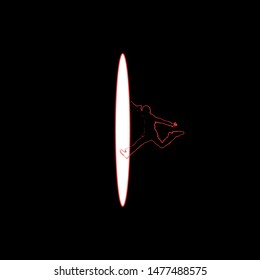 Red man on a black background goes into a white circle