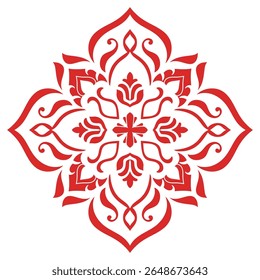 Rode mandala, abstracte bloemen, vintage bloemenelementen