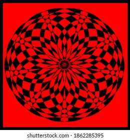 red mandala flower graphic vector illustration with various number of petals adorning it