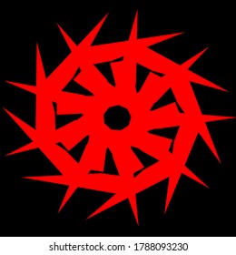 
red mandala flower with one hundred and thirteen flower petals and six layers of circles
