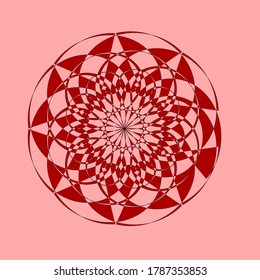 
red mandala flower that has thirty-four petals and five layers of the same circle