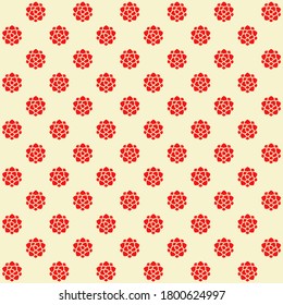 rote Mandala-Blume, gelber Hintergrund, wiederholt Muster