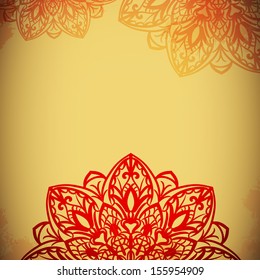 Red mandala with the gold background, red mandala/ Decorative card  