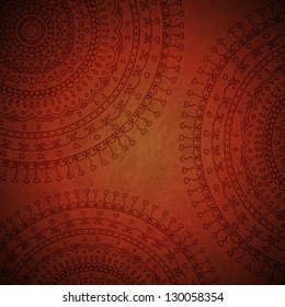 Red mandala ornament background. Vector image.