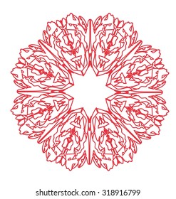red mandala pattern on white background