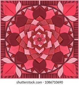 Red mandala tile to decor your business or home