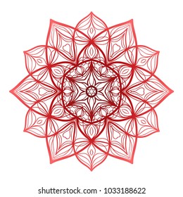 Red Mandala. Vintage decorative elements. Hand drawn background. vector illustration