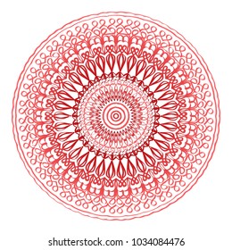 Red Mandala. Vintage decorative elements. Hand drawn background. vector illustration