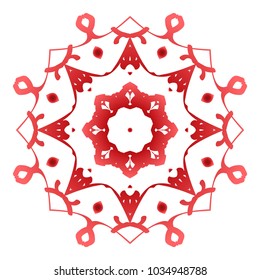 Red Mandala. Vintage decorative elements. Hand drawn background. vector illustration