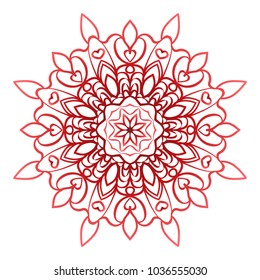 Red Mandala. Vintage decorative elements. Hand drawn background. vector illustration
